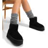 imageDREAM PAIRS Genuine Suede Classic Platform Boots for Women Water Resistant FuzzyClassic Ankle Winter Snow Low Boots with DIY Bows Faux Fur Lining Memory Foam AntiSlipBlack