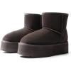 imageDREAM PAIRS Genuine Suede Classic Platform Boots for Women Water Resistant FuzzyClassic Ankle Winter Snow Low Boots with DIY Bows Faux Fur Lining Memory Foam AntiSlipBrown