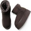 imageDREAM PAIRS Genuine Suede Classic Platform Boots for Women Water Resistant FuzzyClassic Ankle Winter Snow Low Boots with DIY Bows Faux Fur Lining Memory Foam AntiSlipBrown