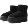 imageDREAM PAIRS Genuine Suede Classic Platform Boots for Women Water Resistant FuzzyClassic Ankle Winter Snow Low Boots with DIY Bows Faux Fur Lining Memory Foam AntiSlipBlack