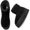imageDREAM PAIRS Genuine Suede Classic Platform Boots for Women Water Resistant FuzzyClassic Ankle Winter Snow Low Boots with DIY Bows Faux Fur Lining Memory Foam AntiSlipBlack