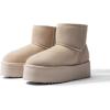 imageDREAM PAIRS Genuine Suede Classic Platform Boots for Women Water Resistant FuzzyClassic Ankle Winter Snow Low Boots with DIY Bows Faux Fur Lining Memory Foam AntiSlipSand