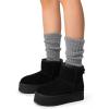 imageDREAM PAIRS Genuine Suede Classic Platform Boots for Women Water Resistant FuzzyClassic Ankle Winter Snow Low Boots with DIY Bows Faux Fur Lining Memory Foam AntiSlipBlack