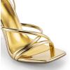 imageDREAM PAIRS Heels for Women Strappy High Stiletto Lace Up Heeled Sandals Square Open Toe Heels for Prom Party DatingGoldpu