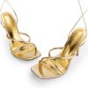 imageDREAM PAIRS Heels for Women Strappy High Stiletto Lace Up Heeled Sandals Square Open Toe Heels for Prom Party DatingGoldpu