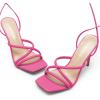 imageDREAM PAIRS Heels for Women Strappy High Stiletto Lace Up Heeled Sandals Square Open Toe Heels for Prom Party DatingHot Pinkpu