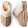 imageDREAM PAIRS Platform Slippers for Women Genuine Suede FuzzyEasy Cozy Memory Foam Waterproof Slippers Shoes for Indoor and OutdoorSand