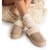imageDREAM PAIRS Platform Slippers for Women Genuine Suede FuzzyEasy Cozy Memory Foam Waterproof Slippers Shoes for Indoor and OutdoorSand