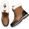 imageDREAM PAIRS Snow Boots for Women Waterproof Mid Calf Lace Up Duck Boots Warm Faux Fur FuzzyGo Bold Winter Boots for OutdoorChestnut