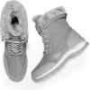 imageDREAM PAIRS Snow Boots for Women Waterproof Mid Calf Lace Up Duck Boots Warm Faux Fur FuzzyGo Bold Winter Boots for OutdoorLight Grey