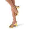 imageDREAM PAIRS Strappy Heels for Women Platform Chunky High 3inch Heeled Sandals with Square Open Toe Ankle Buckle for Graduation Party Prom Daily WeddingGoldpu