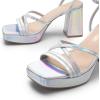 imageDREAM PAIRS Strappy Heels for Women Platform Chunky High 3inch Heeled Sandals with Square Open Toe Ankle Buckle for Graduation Party Prom Daily WeddingSilverpu