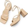 imageDREAM PAIRS Strappy Heels for Women Platform Chunky High 3inch Heeled Sandals with Square Open Toe Ankle Buckle for Graduation Party Prom Daily WeddingNudepu