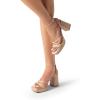 imageDREAM PAIRS Strappy Heels for Women Platform Chunky High 3inch Heeled Sandals with Square Open Toe Ankle Buckle for Graduation Party Prom Daily WeddingNudepu