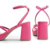 imageDREAM PAIRS Strappy Heels for Women Platform Chunky High 3inch Heeled Sandals with Square Open Toe Ankle Buckle for Graduation Party Prom Daily WeddingHot Pinkpu