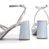 imageDREAM PAIRS Strappy Heels for Women Platform Chunky High 3inch Heeled Sandals with Square Open Toe Ankle Buckle for Graduation Party Prom Daily WeddingSilverpu