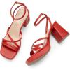 imageDREAM PAIRS Strappy Heels for Women Platform Chunky High 3inch Heeled Sandals with Square Open Toe Ankle Buckle for Graduation Party Prom Daily WeddingRedpu