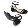 imageDREAM PAIRS Womens Chunky Strappy Heels Square Open Toe Ankle Buckle Low Heels Sandals for Daily Wedding Party DressBlack