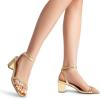 imageDREAM PAIRS Womens Chunky Strappy Heels Square Open Toe Ankle Buckle Low Heels Sandals for Daily Wedding Party DressGold