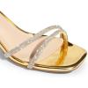 imageDREAM PAIRS Womens Chunky Strappy Heels Square Open Toe Ankle Buckle Low Heels Sandals for Daily Wedding Party DressGoldrhinestone