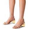 imageDREAM PAIRS Womens Chunky Strappy Heels Square Open Toe Ankle Buckle Low Heels Sandals for Daily Wedding Party DressGoldrhinestone