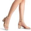 imageDREAM PAIRS Womens Chunky Strappy Heels Square Open Toe Ankle Buckle Low Heels Sandals for Daily Wedding Party DressNude
