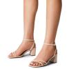 imageDREAM PAIRS Womens Chunky Strappy Heels Square Open Toe Ankle Buckle Low Heels Sandals for Daily Wedding Party DressNudepu