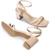 imageDREAM PAIRS Womens Chunky Strappy Heels Square Open Toe Ankle Buckle Low Heels Sandals for Daily Wedding Party DressNudepu