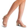 imageDREAM PAIRS Womens Chunky Strappy Heels Square Open Toe Ankle Buckle Low Heels Sandals for Daily Wedding Party DressNudepu