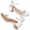 imageDREAM PAIRS Womens Chunky Strappy Heels Square Open Toe Ankle Buckle Low Heels Sandals for Daily Wedding Party DressWhitepu
