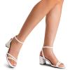 imageDREAM PAIRS Womens Chunky Strappy Heels Square Open Toe Ankle Buckle Low Heels Sandals for Daily Wedding Party DressWhitepu