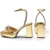 imageDREAM PAIRS Womens Double Bowknots Platform Chunky Heels Rhinestone High Square Toe Dress Sandals for Wedding Bridal PartyGoldpat