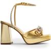 imageDREAM PAIRS Womens Double Bowknots Platform Chunky Heels Rhinestone High Square Toe Dress Sandals for Wedding Bridal PartyGoldpat
