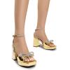 imageDREAM PAIRS Womens Double Bowknots Platform Chunky Heels Rhinestone High Square Toe Dress Sandals for Wedding Bridal PartyGoldpat