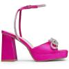 imageDREAM PAIRS Womens Double Bowknots Platform Chunky Heels Rhinestone High Square Toe Dress Sandals for Wedding Bridal PartyHot Pinksatin