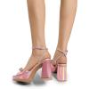 imageDREAM PAIRS Womens Double Bowknots Platform Chunky Heels Rhinestone High Square Toe Dress Sandals for Wedding Bridal PartyPinkpu