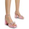 imageDREAM PAIRS Womens Double Bowknots Platform Chunky Heels Rhinestone High Square Toe Dress Sandals for Wedding Bridal PartyPinkpu