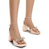 imageDREAM PAIRS Womens Double Bowknots Platform Chunky Heels Rhinestone High Square Toe Dress Sandals for Wedding Bridal PartyRose Goldpu