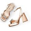imageDREAM PAIRS Womens Double Bowknots Platform Chunky Heels Rhinestone High Square Toe Dress Sandals for Wedding Bridal PartyRose Goldpu
