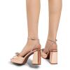 imageDREAM PAIRS Womens Double Bowknots Platform Chunky Heels Rhinestone High Square Toe Dress Sandals for Wedding Bridal PartyRose Goldpu
