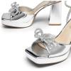 imageDREAM PAIRS Womens Double Bowknots Platform Chunky Heels Rhinestone High Square Toe Dress Sandals for Wedding Bridal PartySilverpat
