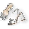 imageDREAM PAIRS Womens Double Bowknots Platform Chunky Heels Rhinestone High Square Toe Dress Sandals for Wedding Bridal PartySilverpat