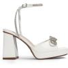 imageDREAM PAIRS Womens Double Bowknots Platform Chunky Heels Rhinestone High Square Toe Dress Sandals for Wedding Bridal PartyWhitepu