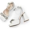 imageDREAM PAIRS Womens Double Bowknots Platform Chunky Heels Rhinestone High Square Toe Dress Sandals for Wedding Bridal PartyWhitepu