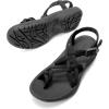 imageDREAM PAIRS Womens Walking Sandals With Arch Support Elastic Strap Summer Sport Athletic Casual Hiking Outdoor SandalAll Black