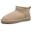 imageDREAM PAIRS Ankle Winter Mini Boots for Women Genuine Suede Faux Fur Lining Water Resistant Warm Snow Boots Slip On Memory Foam Comfort Booties FuzzyClassicSand