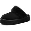 imageDREAM PAIRS Platform Slippers for Women Genuine Suede FuzzyEasy Cozy Memory Foam Waterproof Slippers Shoes for Indoor and OutdoorBlack