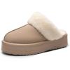 imageDREAM PAIRS Platform Slippers for Women Genuine Suede FuzzyEasy Cozy Memory Foam Waterproof Slippers Shoes for Indoor and OutdoorSand