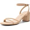 imageDREAM PAIRS Womens Chunky Strappy Heels Square Open Toe Ankle Buckle Low Heels Sandals for Daily Wedding Party DressNude