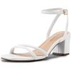 imageDREAM PAIRS Womens Chunky Strappy Heels Square Open Toe Ankle Buckle Low Heels Sandals for Daily Wedding Party DressWhitepu